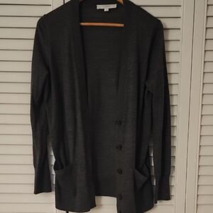 LOFT Charcoal Gray Cardigan Sweater